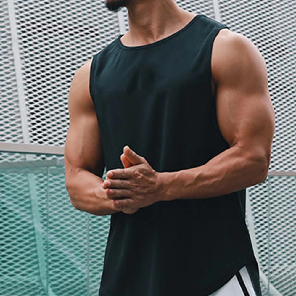 

Mens Quick Dry Breathable Tank Tops Sports Training Running Fitness Muscle Vest Training Street Style Workout Gym Exercise Tops