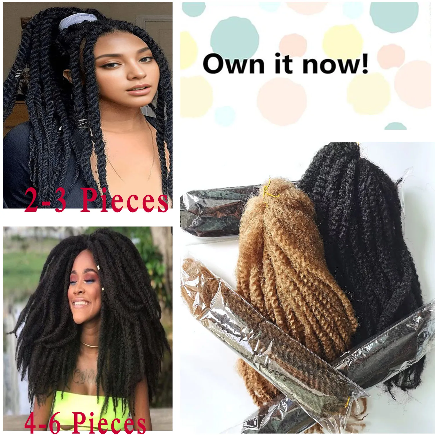 Tresses Synthétiques Yaki Marley au Crochet, Extensions de Cheveux Afro Crépus, 18 Pouces, pour Femme Noire