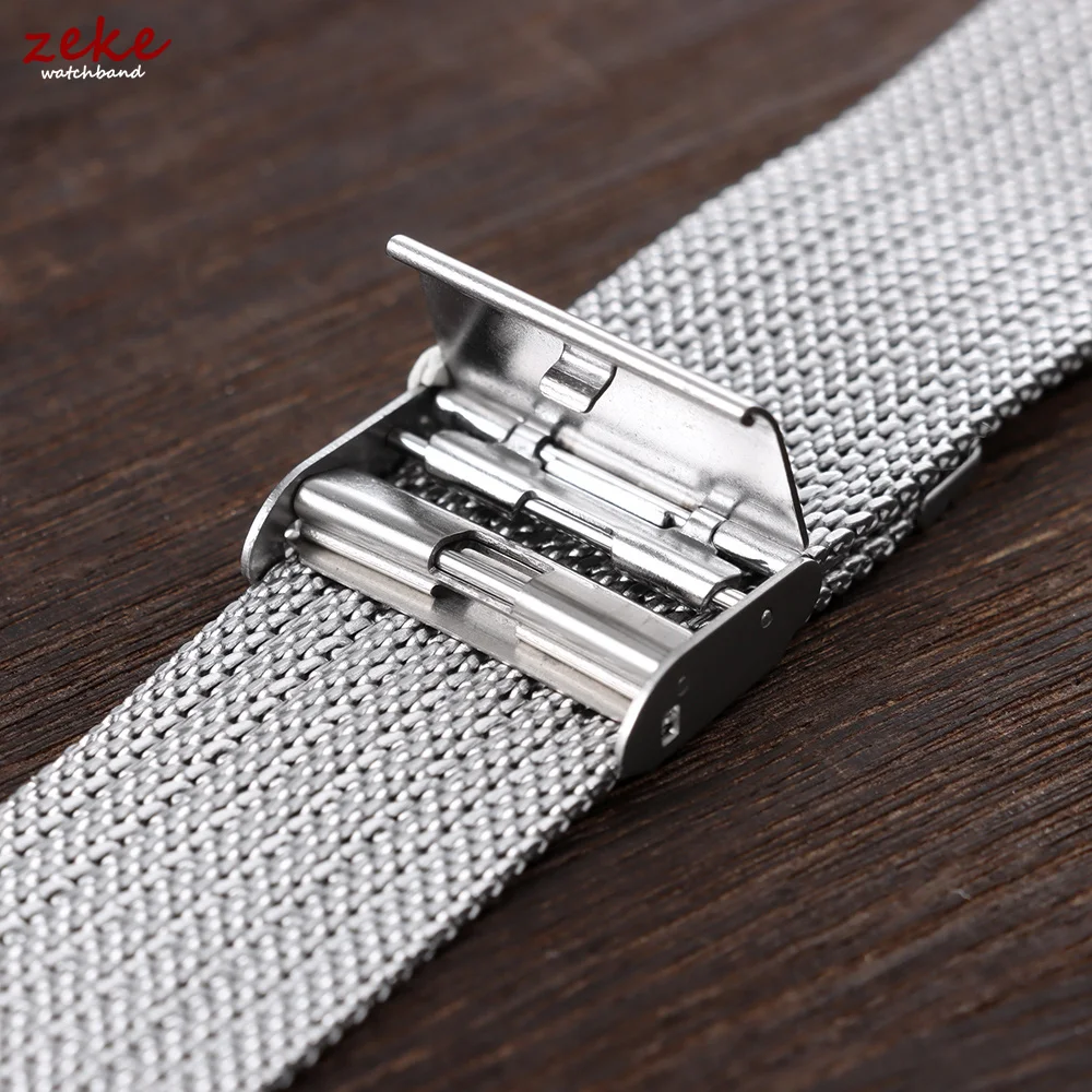 Sleek Milanese Mesh Stainless Steel Watch Band - Universal Metal Bracelet for Men & Women,  Adjustable 18mm-22mm Strap