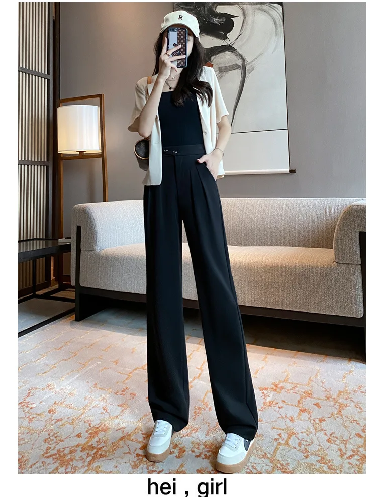 Korean Fashion High Waist Wide Leg Pants Women 2023 Spring Summer New  Casual Loose Drape Suit Pants Female Solid Color Trousers - AliExpress