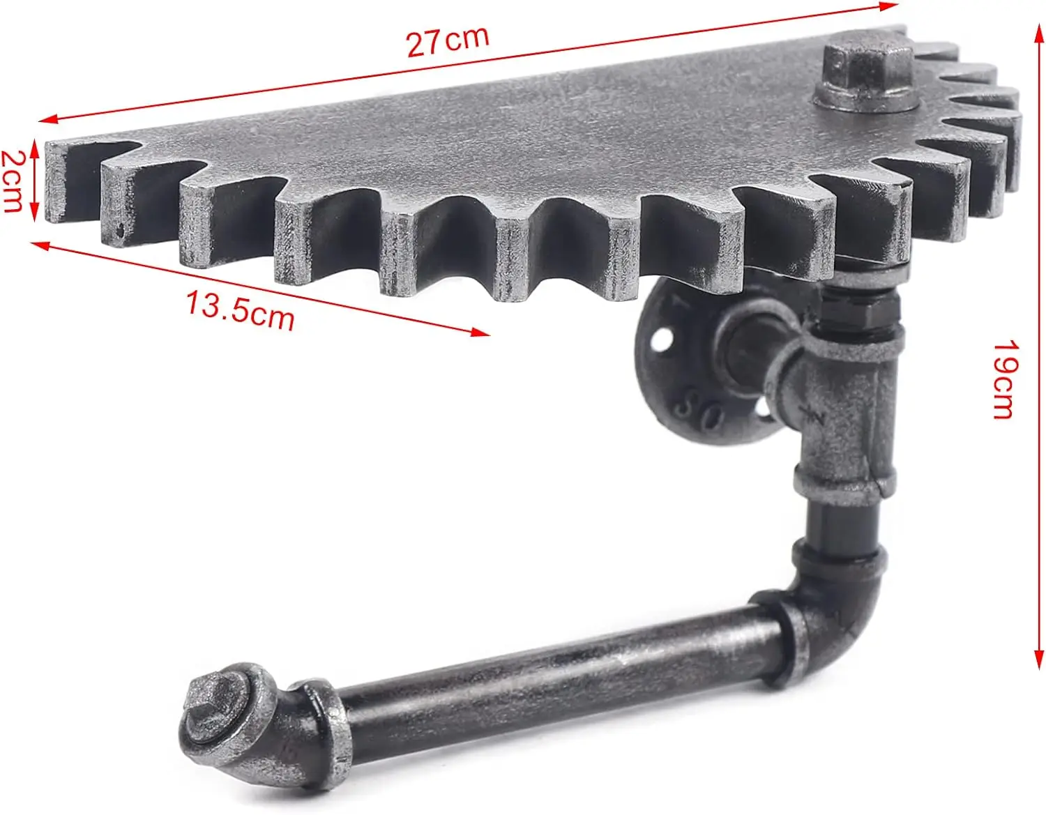 2-teilige schwimmende Regale, Retro-Industrie-Wasserrohr-Getriebe-Design, Wandregal, Wasserrohr-Leiste, schwimmendes Regal für die Küche zu Hause – Detail 5