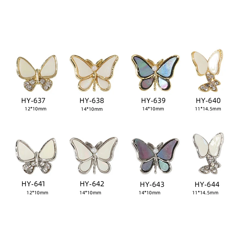 

Nails Zricon 10pcs/lot 3d Charms For Nails Japanese Style Aurora Butterfly Colorful Rhinestone Nail Supplies For Professionals