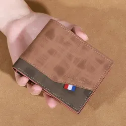 Men's Vintage High-Capacity Leather Coin Wallet with Multiple Photo Slots (Plum)