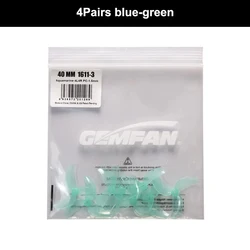 4 Pairs Gemfan Lightweight 40mm Three - Blade Propellers (1.5mm Hub) (4Pairs bluegreen 1.5)