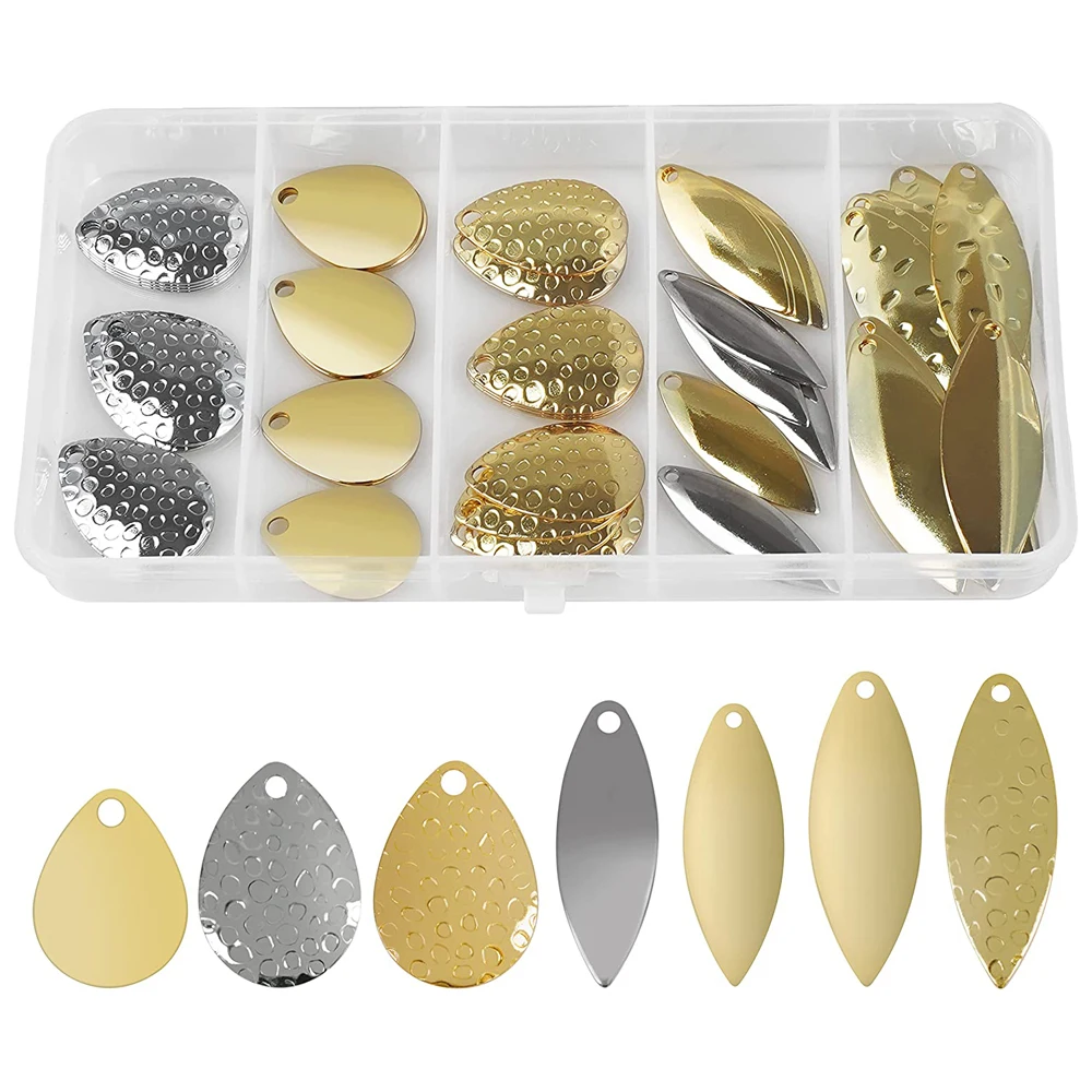 

50Pcs Fishing Spinner Blades DIY Walleye Lures making Kit fishing blades lure parts Colorado Willow Blades Fishing accessories