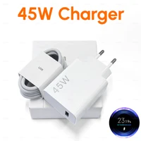 Зарядное устройство, 45 Вт, адаптер для быстрой зарядки турбины ЕС, кабель типа C 6A для Xiaomi Mi 11T 10T POCO X4 X5 Redmi Note 15 Pro 15 14