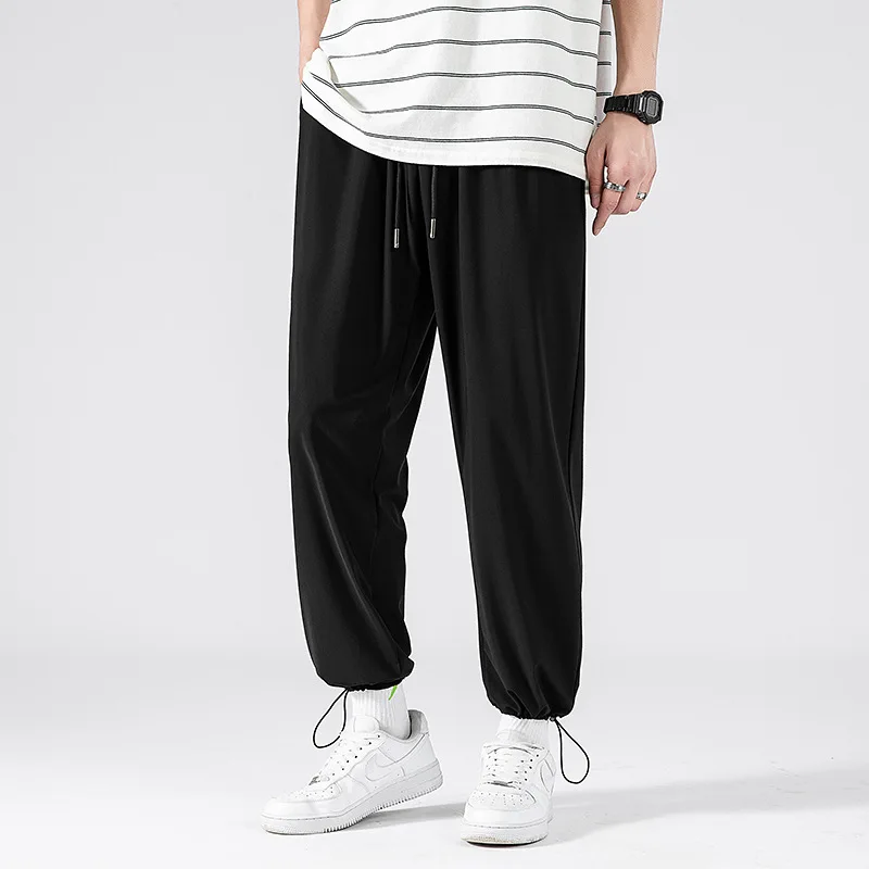 

Summer Thin Cropped Pants Long High Elastic Casual Sports Breathable Ice Silk Leggings Men's Fashion 2023