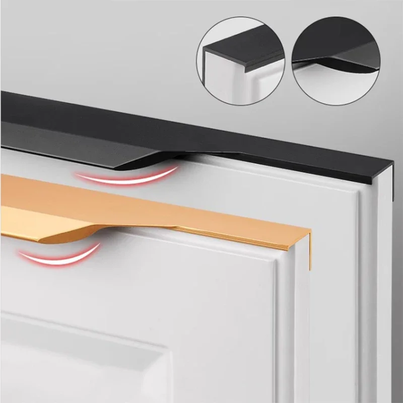 Cabo de Vedação do Polegar Preto para Gabinete Porta Gaveta Roupeiro Corpo Inteiro Invisível Extra Longo Moderno Simples 6001000 mm