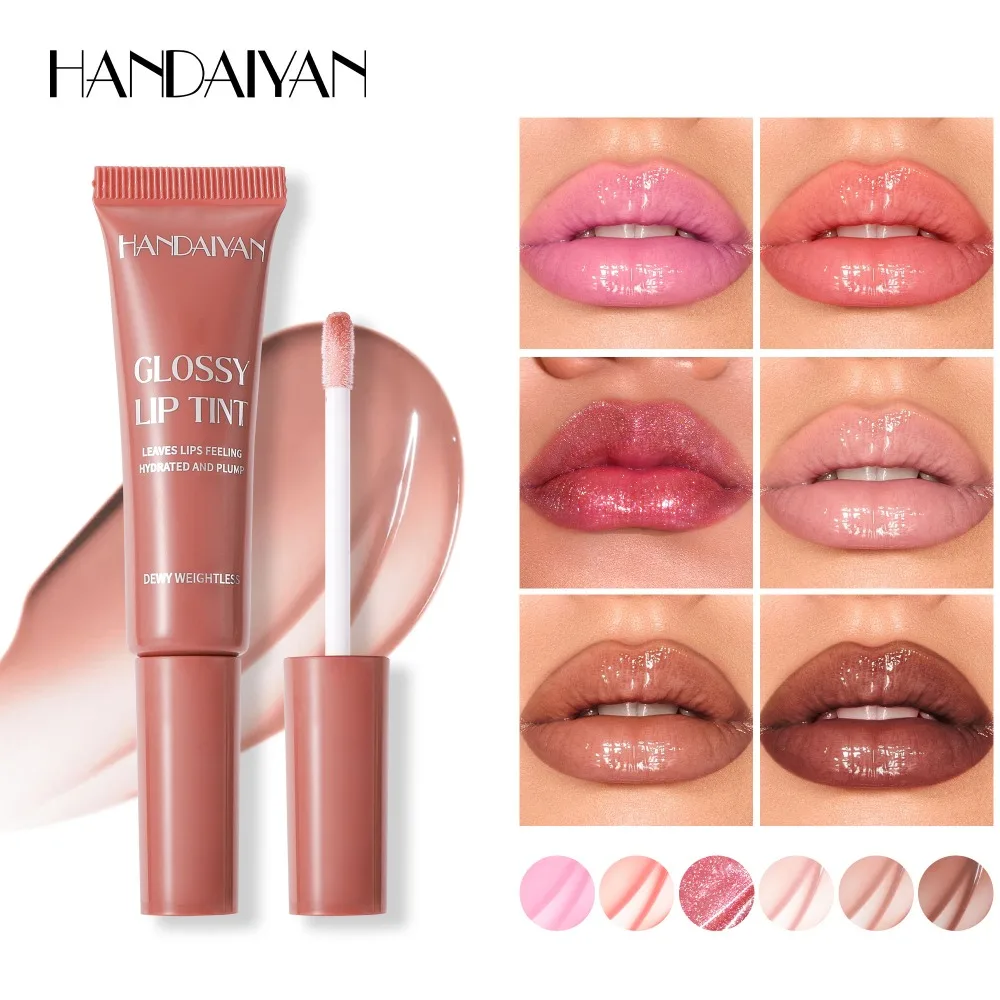 Brillo labial nacarado color café oscuro, aceite labial hidratante, laca labial con efecto espejo, labios brillantes y voluminizadores, maquillaje de larga duración._voghion.com