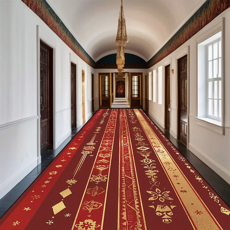 Luxury Style Long Hallway Rug Anti Slip Villa Corridor Carpet Washable Stair Carpet for Hotel Home Decor Bedroom Bedside Mats 러그 4