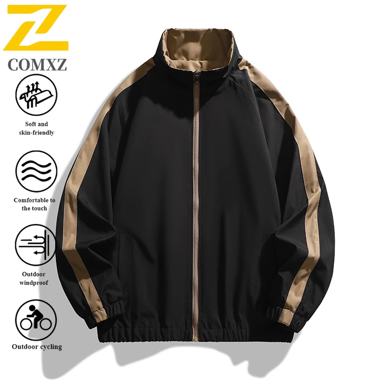 EiAO Jacket  Reversible Stripe Men Women Stand Collar  Bomber Coat Waterproof Windproof Outdoor Techwear for Hiking Camping 2025