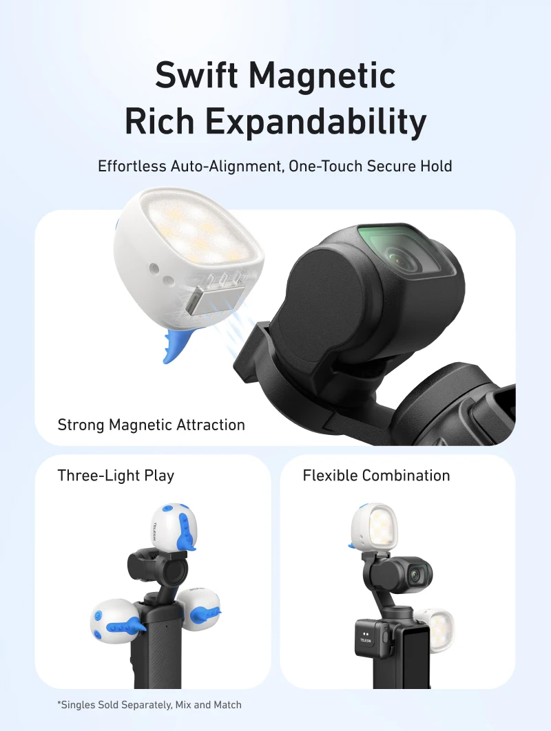 Magnetic Fill Light Mini Waterproof Quick Release Selfie Light For Pocket 3 Min