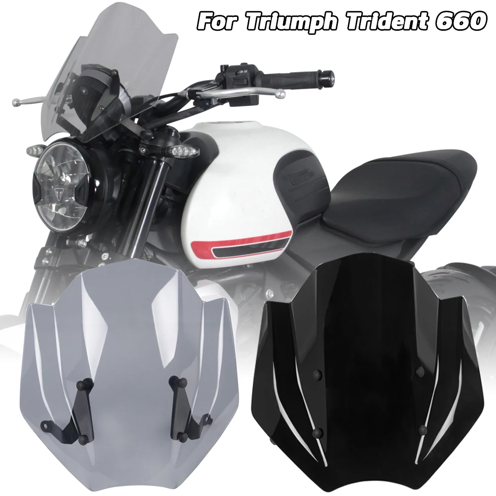 

Ветровое стекло для мотоцикла Triumph Trident 660, ветровое стекло, спортивный ветрозащитный экран 2021 22 2023 Trident660, аксессуары, двойной пузырь