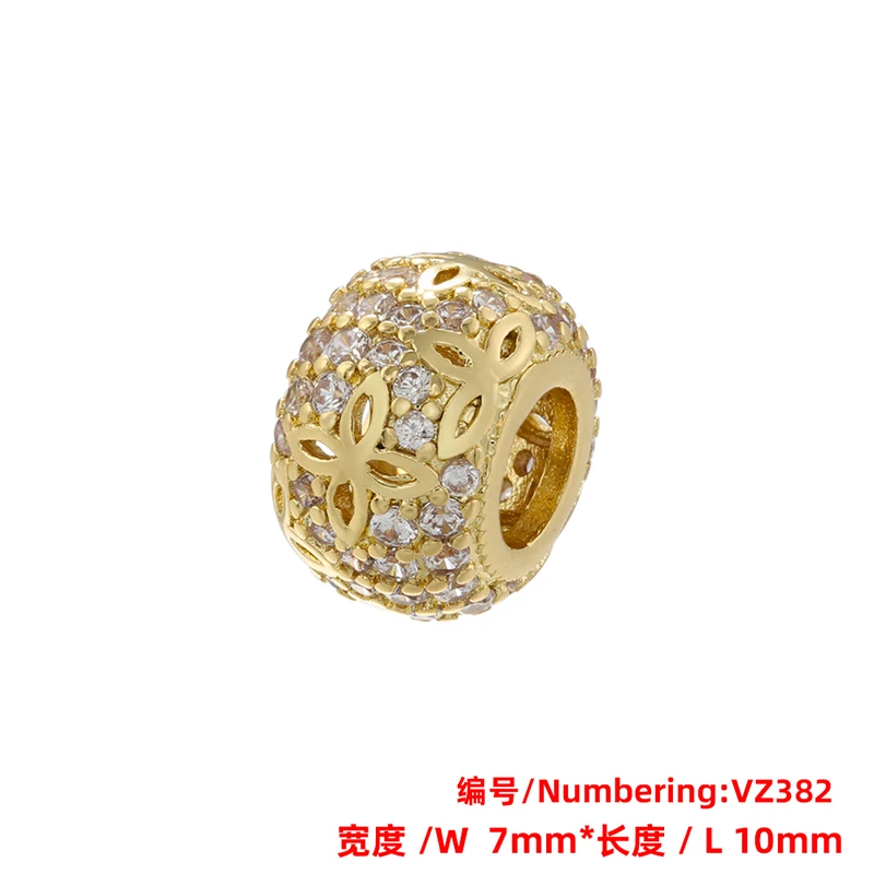ZHUKOU Brass flowers beads for jewelry making Cubic zirconia diy handmade Bracelets jewelry making beads Jewelry materials VZ380