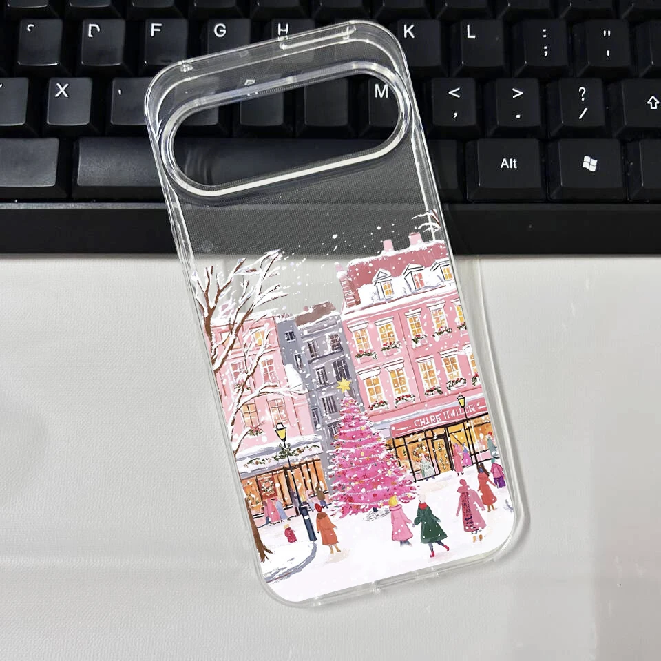Cute Winter Snow Christmas Tree Graphic Clear Phone Case