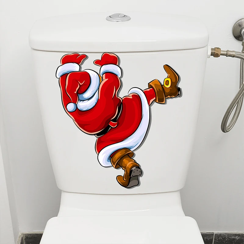 Christmas Toilet Stickers Snowman Santa Claus Bathroom Decoration Stickers Xmas Self-adhesive Window Toilet Sticker Decorations wall stickers,floor stickers,gas pump stickers