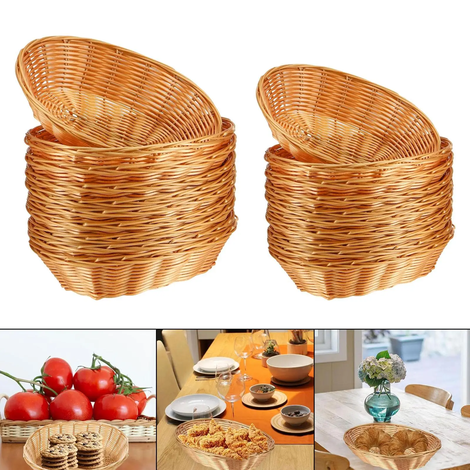 10 Pack Woven Baskets for Serving Food And Fruits for Home And Outdoor