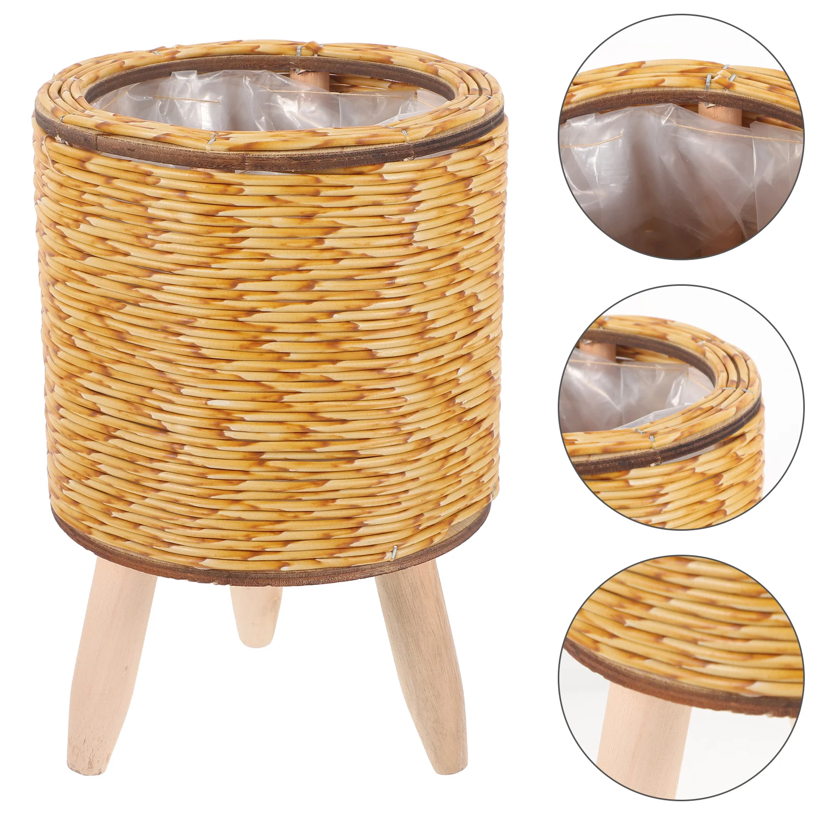

Rattan Plant Stand Handwoven Basket Planter Wicker Plant Pot Stand Floor Planter Pot Seagrass Flower Display Holder