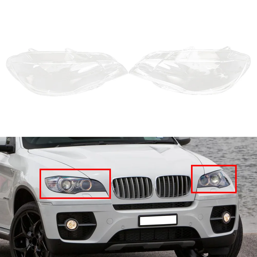 

Transparent Car Front Head Lamp Lens Cover Headlight Cover Lampshade For BMW X6 E71 2008-2014 Left & Right 2Pcs