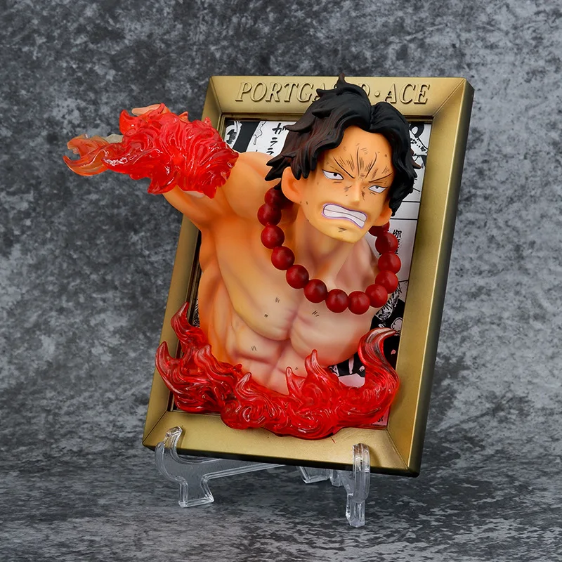 19Cm Anime One Piece Photo Frame Rufy Sabo Ace Ornamenti Creativi 3D Tridimensionale Box-Packed Garage Kit Ciondolo
