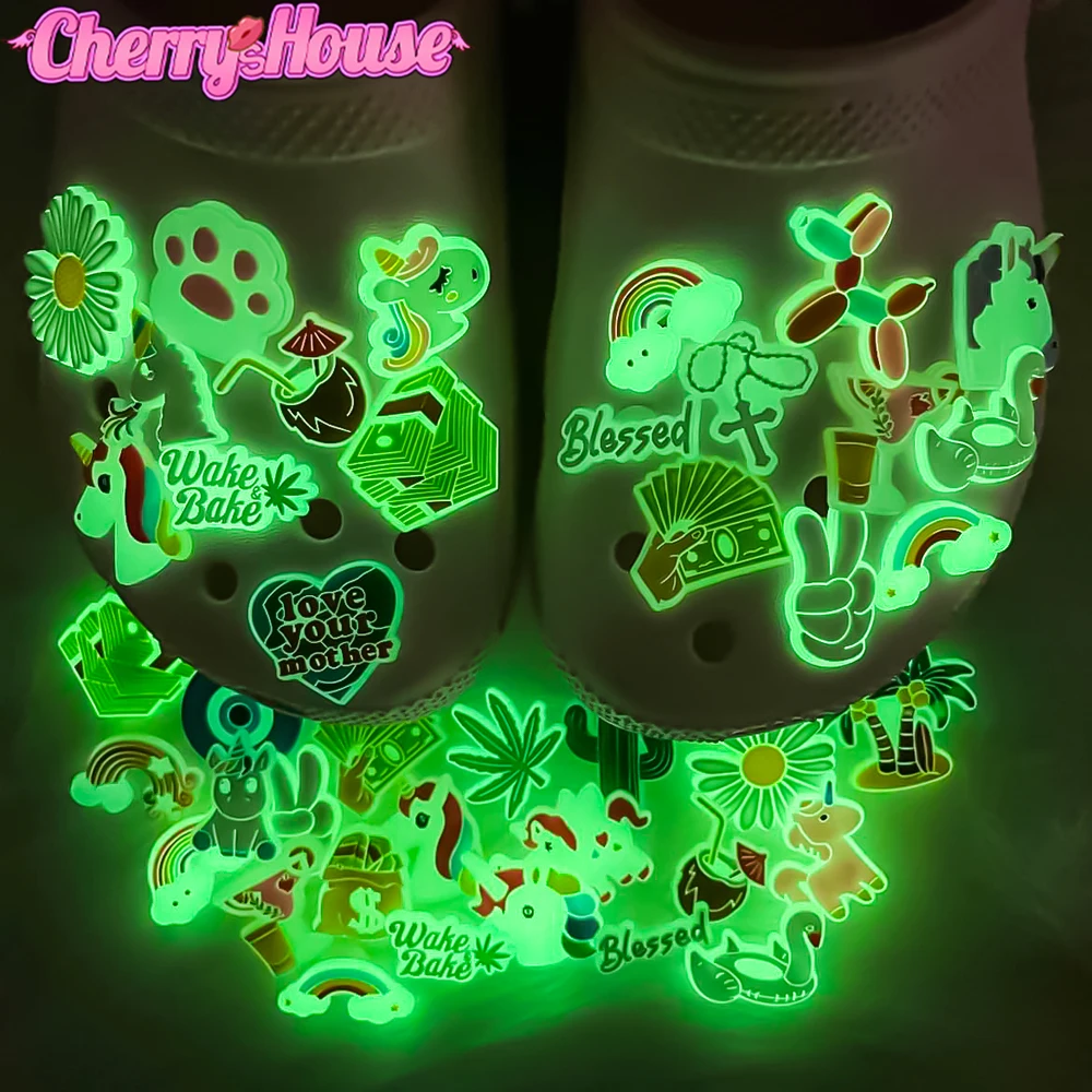 

1pcs Luminous Charms for Croc Accessories Glowing In The Dark Shoe Decorations for Clogs Sandals Pins for Women Girls Gifts