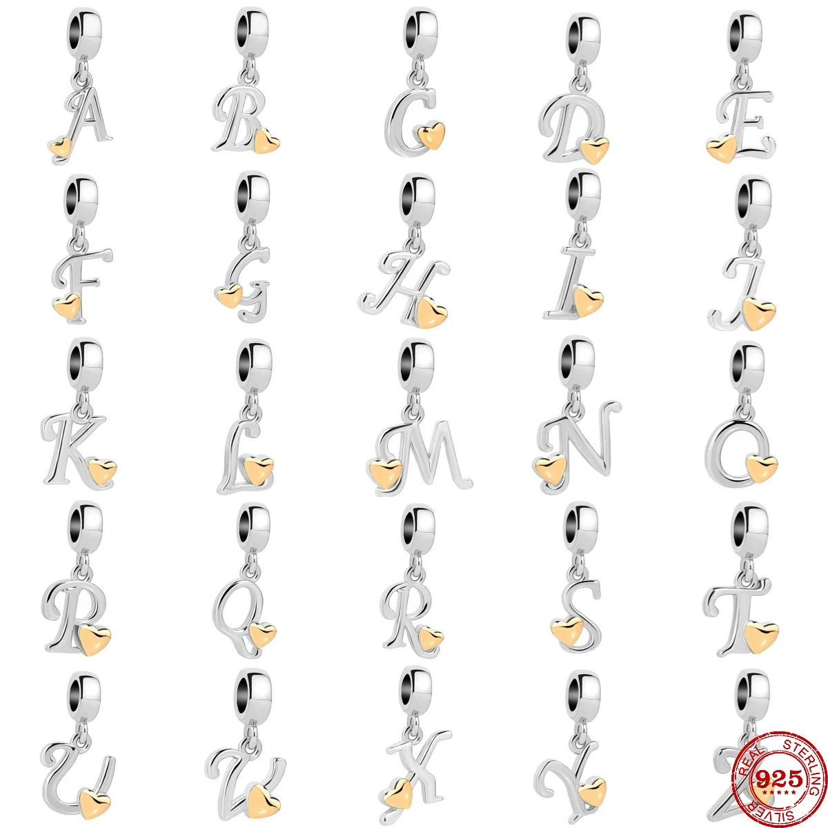 925 Sterling Silver English Alphabet Charm Beads Fit Original Pandora Charms Bracelet For Women DIY Jewelry