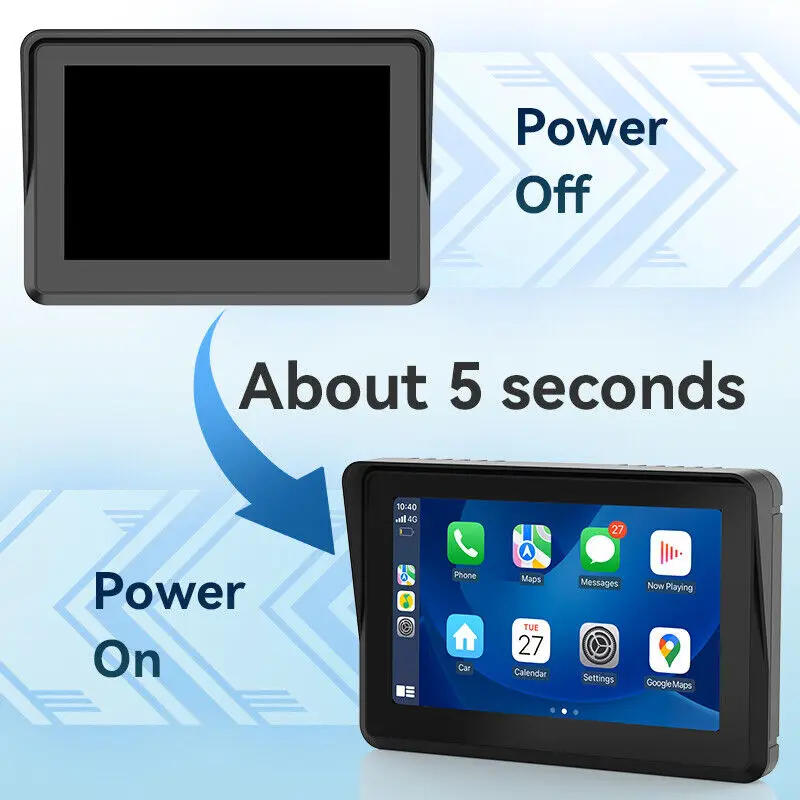 조이오토 오토바이 카플레이 스크린 방수 GPS 및 블루투스 & 안드로이드 오토용 듀얼 블랙박스 탑재