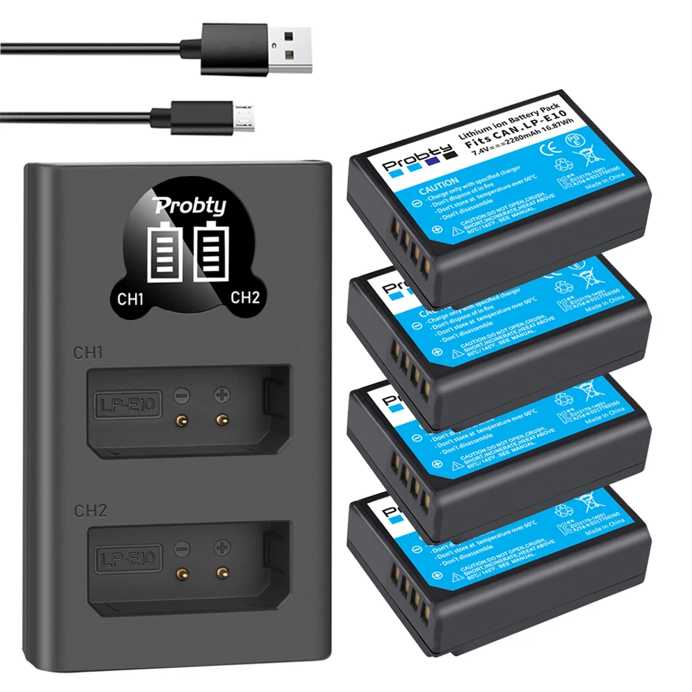 2 stuks LP-E10 accu met type C oplaadaansluiting voor Canon EOS 1100D
