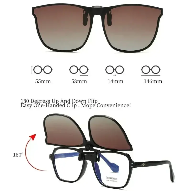 Polarized Clip On Sunglasses Men Photochromic Car Driver Goggles Night Vision Glasses Anti Glare Vintage Square Glasses Oculos - Image 2