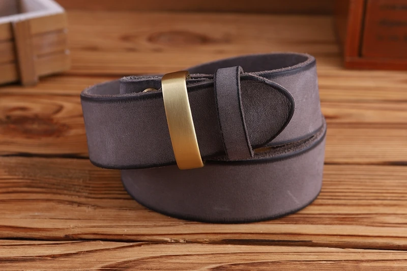 belt leather without gold smooth buckle for mens belts luxury cowboys camel brown match famous brand buckle 3.8 cm high quality