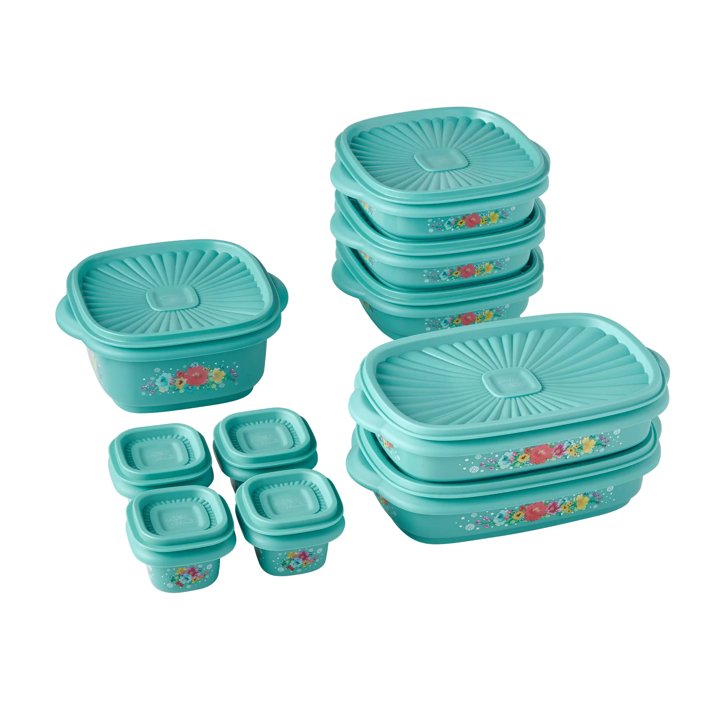 

20 Piece Plastic Food Storage Container Variety Set Blue Kitchen Containers