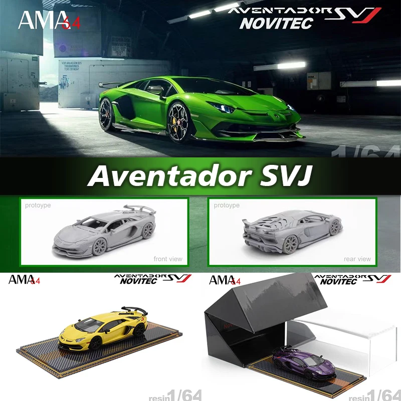AMA In Stock 1:64 Novitec Aventador SVJ LP770 Resin Diorama Car