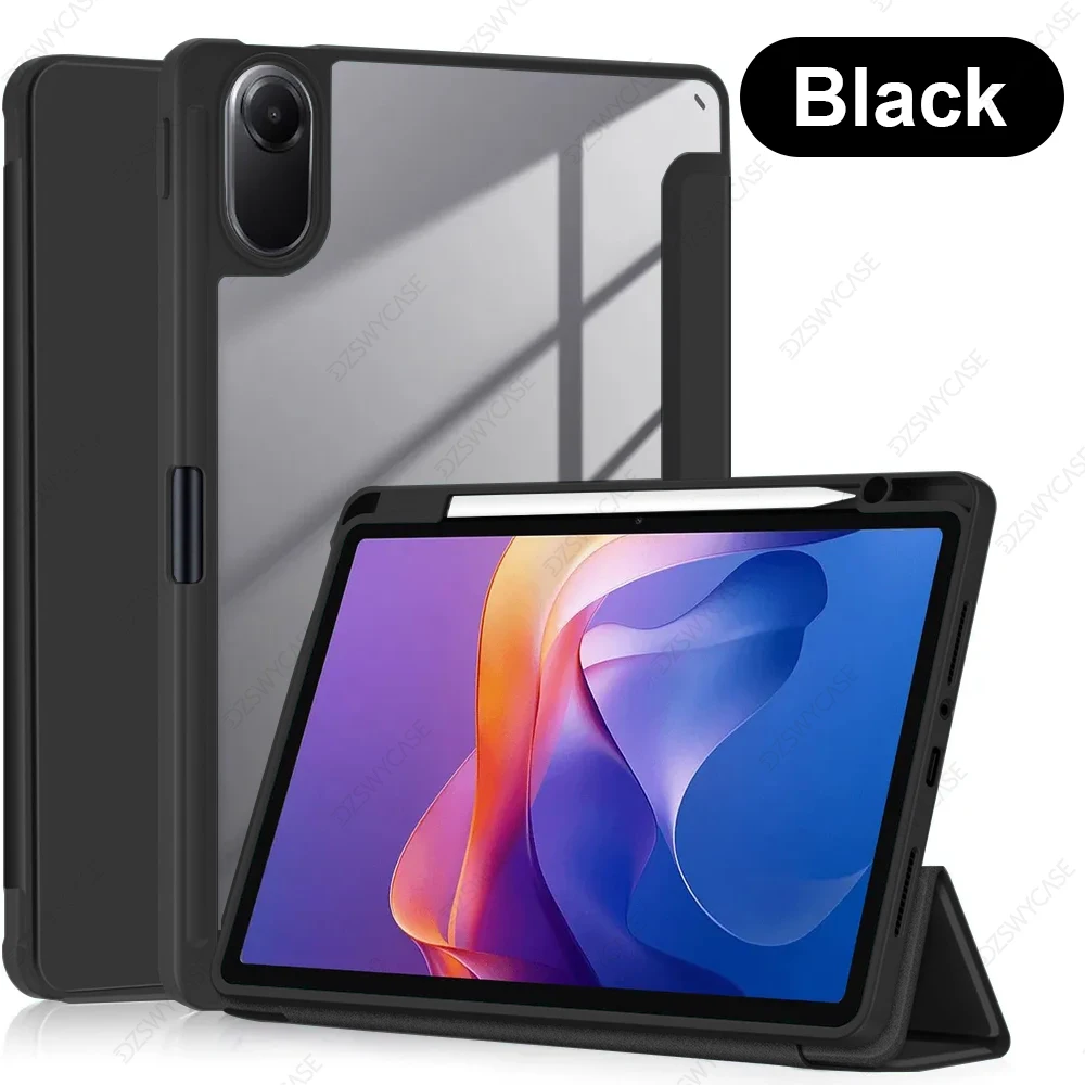 Versatile Trifold Stand Case with Pencil Holder and Clear Cover,