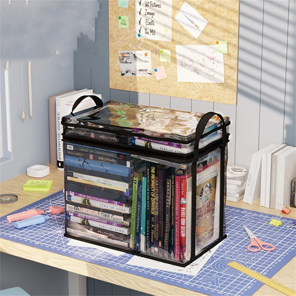 Large Foldable Book Box Student Dormitory Classroom Book Organizer Transparent Waterproof Household Organizing Storage Box