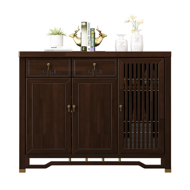 

New Chinese style solid wood storage, light luxury household living room, modern and simple storage, foyer shoe cabinet