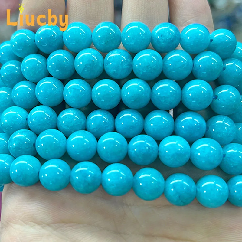 1 Strang Blau Grün Türkis Runde Edelstein Perlen 4 Mm/6 Mm/8 Mm/10 Mm/12 Mm/14 Mm/16 Mm/18 Mm - Österreich