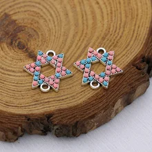 

5Pcs Silver Plated Colorful Crystal David Star Charm Connector for Jewelry Making Bracelet Necklace Accessories DIY Craft