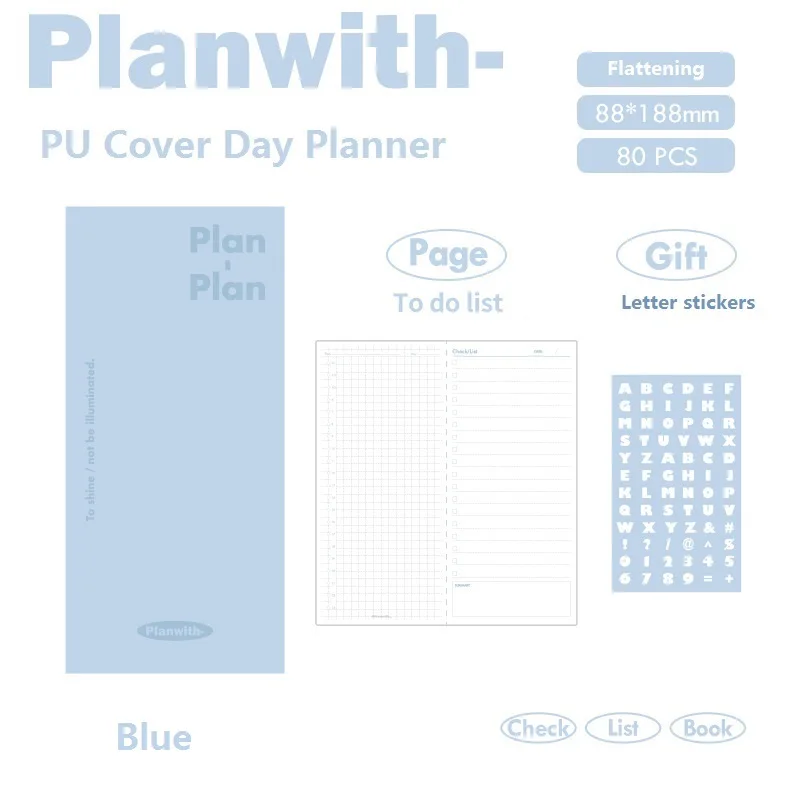 Kawaii Daily Planner - Portable Soft Cover Agenda with Self-Filled Dates