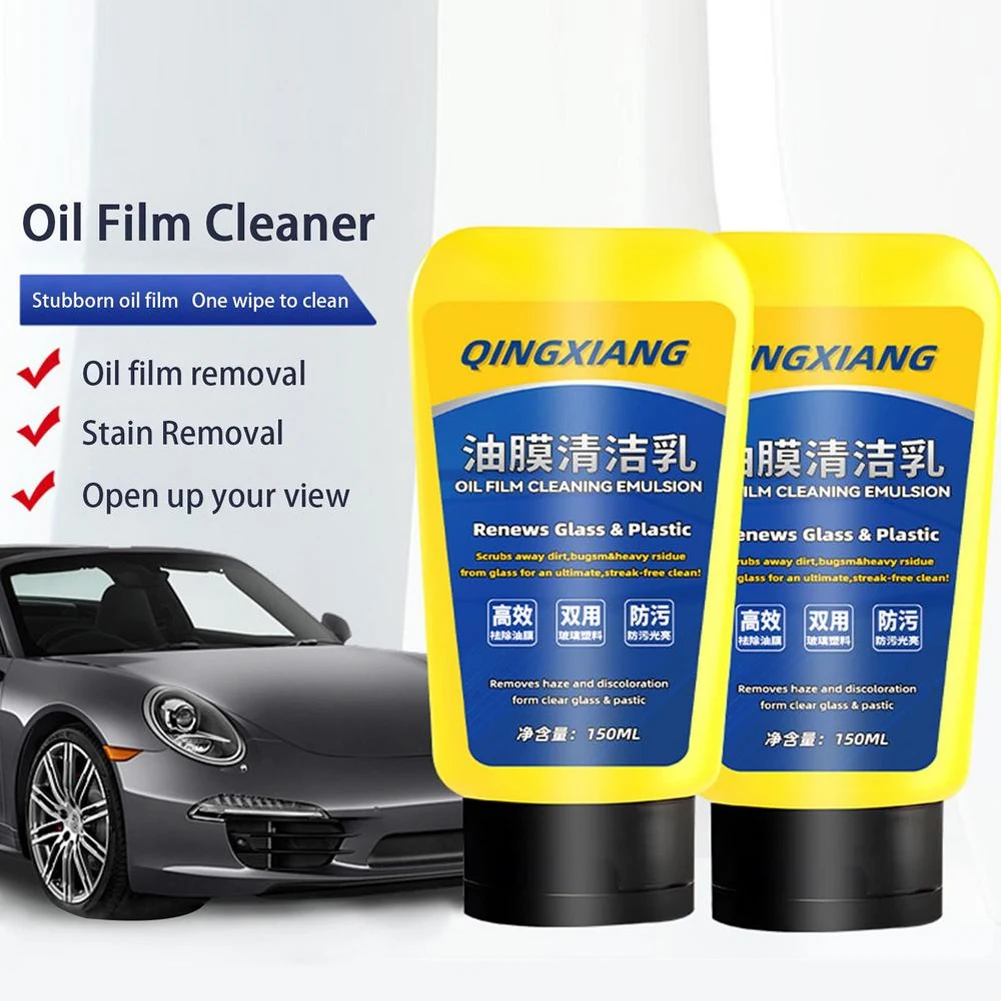 

Car Glass Oil Film Cleaning Agent Glass Coating Remover Paste 150ml Waterproof Anti-Glare Glass Window Cleaner Cream with Sponge