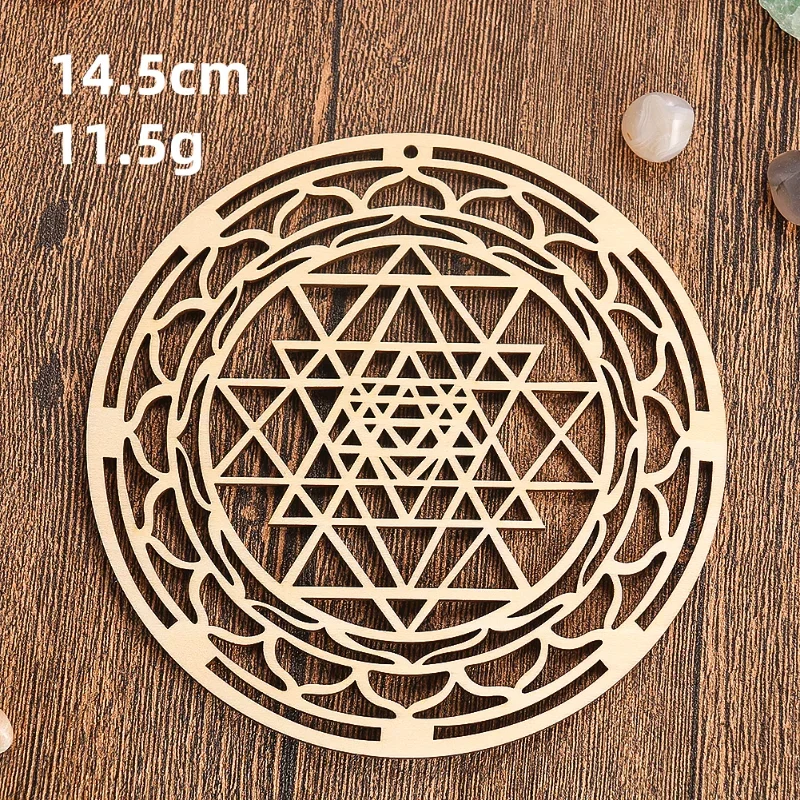 1PC 15cm Laser Openwork Energy Flower of Life Lotus Round Wood Pendant Charm Wall Dangle Ornament Yoga Chakra Meditation Hanging