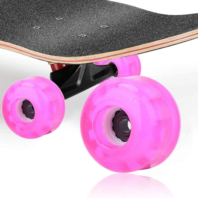 스케이트보드 교체 휠 세트, PU 깜박이는 스케이트보드 슬라이딩 휠, 롱보드, 54x36mm, 4 개