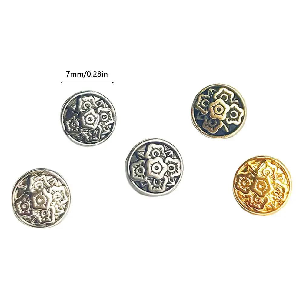 20pcs New 7mm Flower Buckles Mini Metal Ultra-small Buckle Handmade Retro Ancient Buttons DIY Clothes Accessories