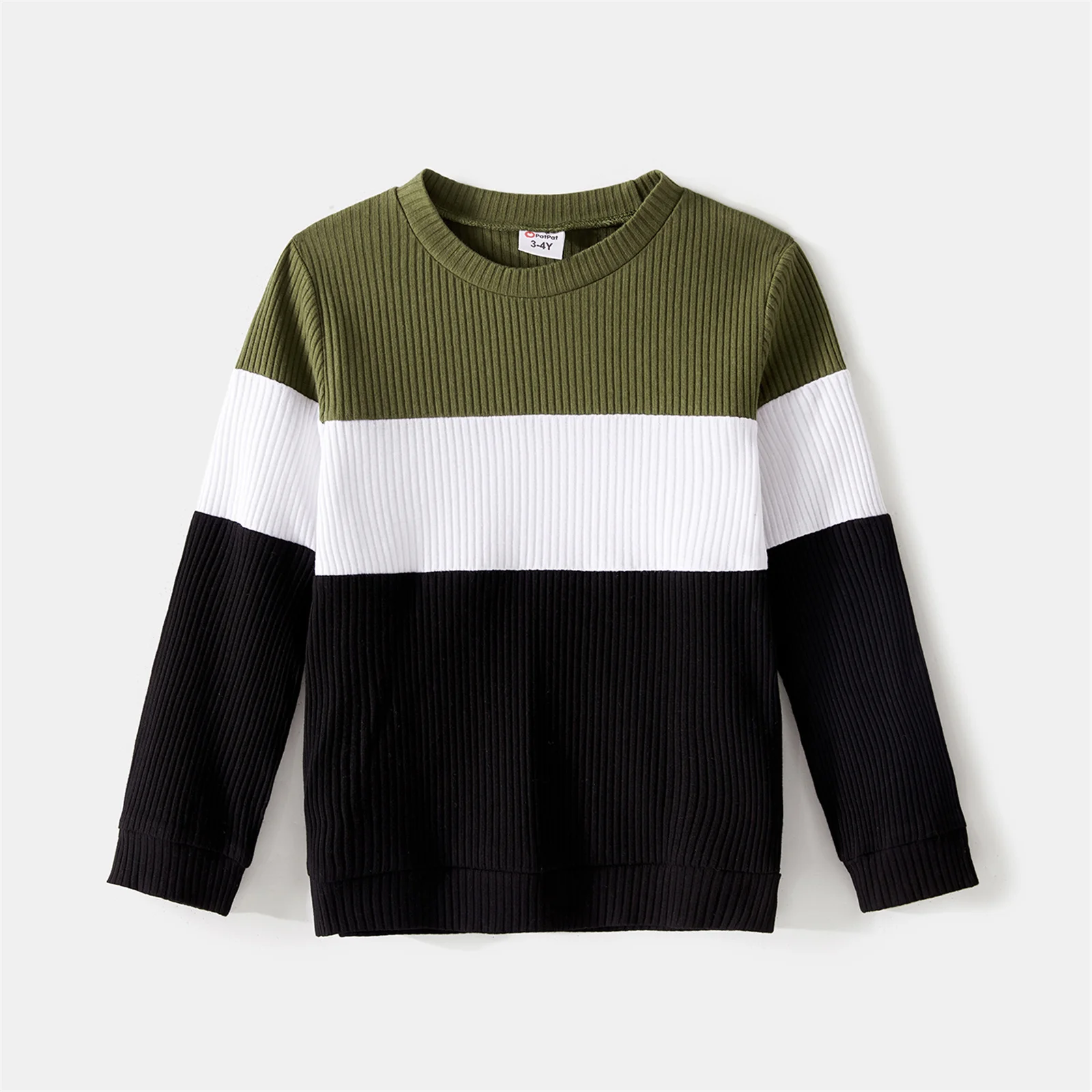 Matching Outfit PatPat Family Long-sleeve Button Front Solid Spliced Dresses and Colorblock Rib Knit Tops Sets