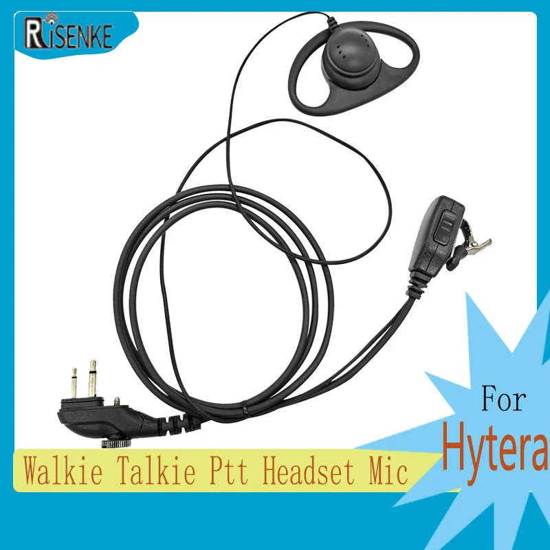 RISENKE-Earpiece for Hytera Radio Walkie Talkie, Ptt Mic Headset, TC508, BD502i, PD402i, TC610, PD482i, BD552i, PD502, PD562 new earphone for hynectar tc508 bd500 pd562 pd502 tc580 walkie talkie iron clip earphone cable headset pd500 600 912 earhooked