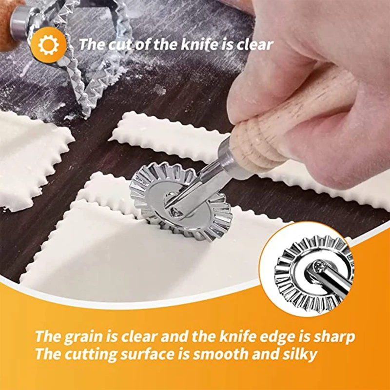 Description Picture 4 of item1Pcs Dumpling Embossing Side Embossed Biscuit Mold Pasta Hand-cutting Machine Baking Pastry Decor Cookie Mould Roll Wheel Tools