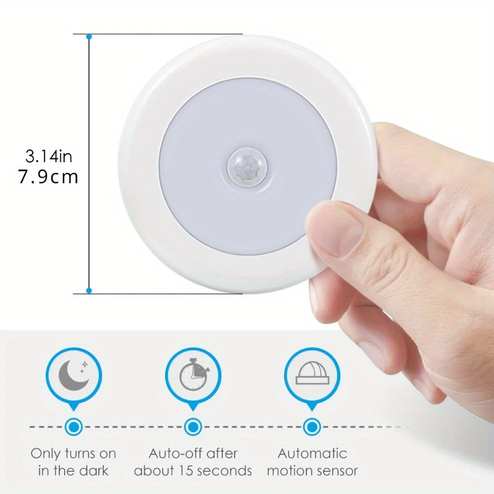 4-Piece Motion Sensor LED Night Light, Wireless Battery Powered Stick-On Magnet Cabinet Light, Stair, Cabinet Security Light