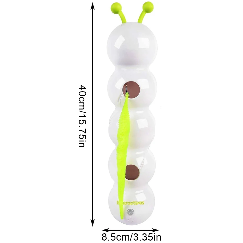 Interactive Cat Stick Caterpillar Teasing Cat Toy with Replaceable Prey Tail for Automatic Swing Durability In Cat Household
