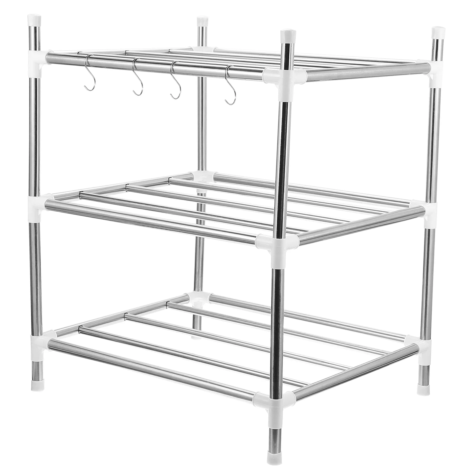 

Organizer Shelf Kitchen Storage Rack Silverware Holder Stainless Steel Three-layer