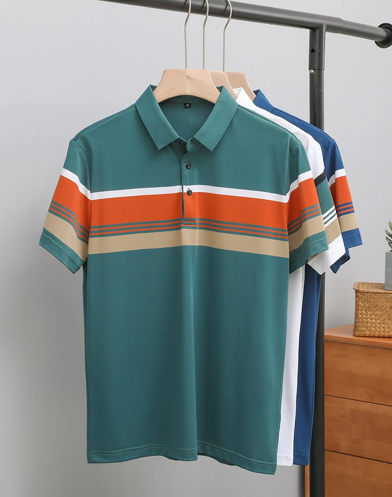 Luxury high-end ice silk breathable short-sleeved POLO shirt Men's 2023 summer fashion contrast stripe lapel T-shirt casual men 12 S40ef928261514117bc52791c13ab870fe