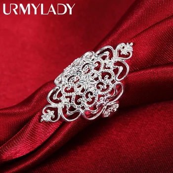 Nuovi anelli in argento sterling 925 caldi per le donne, regali per feste di moda retrò eleganti e larghi, gioielli da sposa con fascino per studentesse